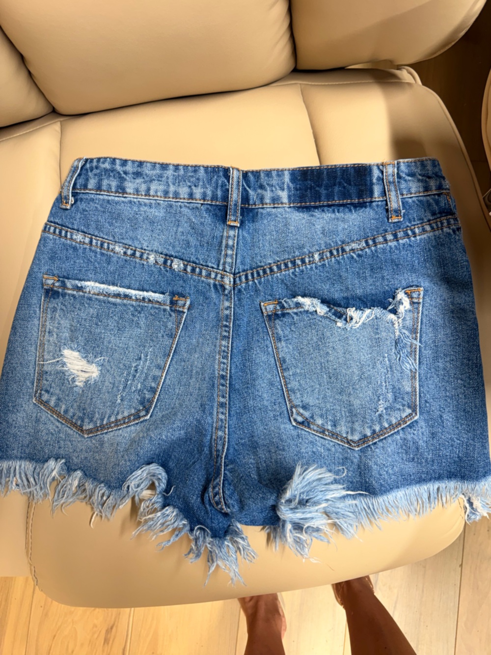 Insane Gene Distressed Denim Shorts Women Small High Rise Raw Hem Festival - Picture 3 of 3